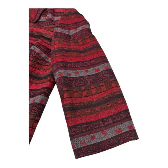 VTG Alfred Dunner 20W Red Black Southwestern Weave Geometric Tapestry Blazer - Picture 5 of 7
